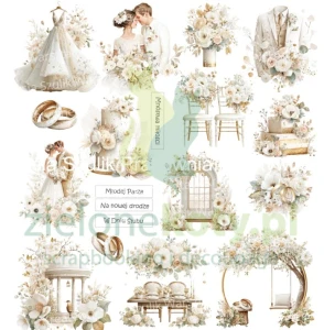Papier do scrapbookingu 27x30 cm Asia Szulik Pomiędzy chwilami dodatki do wycinania 05 ślubne