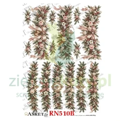 Papier ryżowy decoupage Asket A4 miękki Grirlandy Świąteczne mniejsze