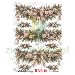 Papier ryżowy decoupage Asket A4 miękki Grirlandy Świąteczne większe
