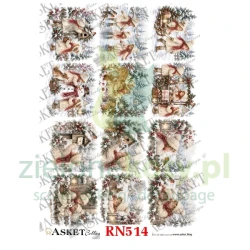Papier ryżowy decoupage Asket A4 miękki zimowe dziewczynki w czerwonych szalikach mniejsze