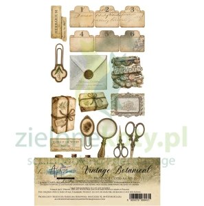 Zestaw papierów 15x30 Alchemy Of Art Vintage Botanical dodatki do wycinania zielnik vintage