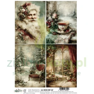 Papier ryżowy Alchemy Of Art A4 The Magic of December Mikołaj motywy świąteczne
