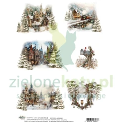 Papier ryżowy Alchemy Of Art A4 The Magic of December zimowe miasteczko widoki