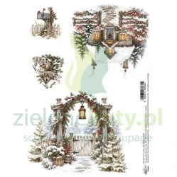 Papier ryżowy Alchemy Of Art A4 The Magic of December zimowy domek