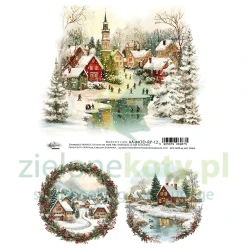 Papier ryżowy Alchemy Of Art A4 The Magic of December zimowe miasteczko