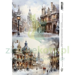 Papier ryżowy Alchemy Of Art A4 The Magic of December zimowe miasta