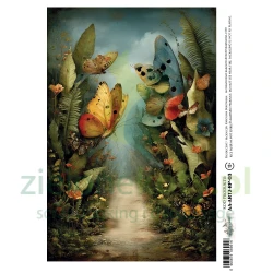 Papier ryżowy Alchemy Of Art A4 ART2 baśniowa łąka motyle