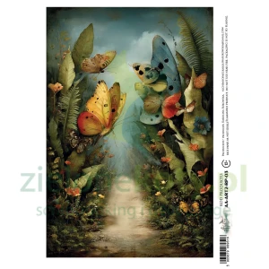 Papier ryżowy Alchemy Of Art A4 ART2 baśniowa łąka motyle