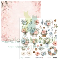 Papier do scrapbookingu 30x30 cm Mintay Snowberry Lane elementy do wycinania kwiaty