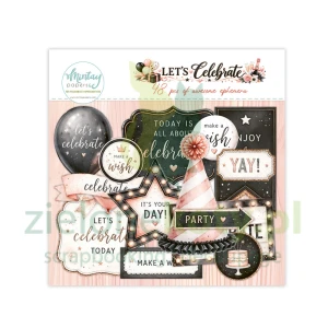 Zestaw dodatków Die Cuts Mintay Let's Celebrate papierowe tagi, ramki 48 szt.
