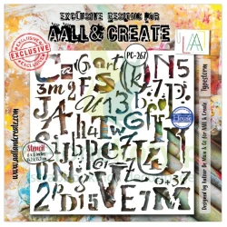 Szablon maska AALL & Create 15x15 cm Typestorm tło cyfry litery