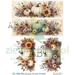 Papier ryżowy decoupage  AB Studio Milky Valley A4 dynie kwiaty