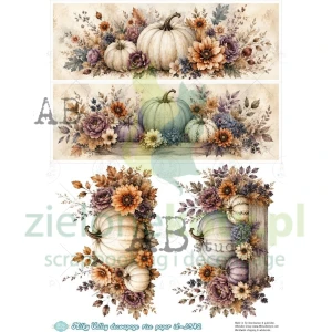 Papier ryżowy decoupage  AB Studio Milky Valley A4 dynie kwiaty