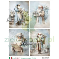Papier ryżowy decoupage Carte Italiano AB Studio A4 Mikołaje  w błękicie