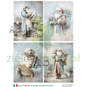 Papier ryżowy decoupage Carte Italiano AB Studio A4 Mikołaje  w błękicie