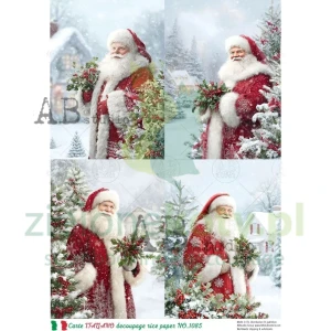 Papier ryżowy decoupage Carte Italiano AB Studio A4 Mikołaje