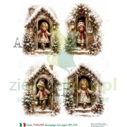 Papier ryżowy decoupage Carte Italiano AB Studio A4 dzieci domki 