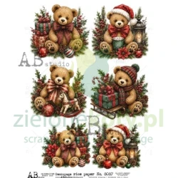 Papier ryżowy decoupage AB Studio A4 pluszowe misie 
