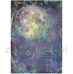Papier ryżowy decoupage Stamperia A4 Cosmos niebo księżyc