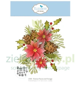 Wykrojnik Elizabeth Festive Floral and Foliage poinsecja świąteczne gałązki