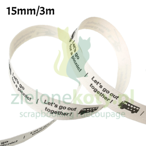 Wstążka / tasiemka bawełniana podróże 15mm / 3mb 