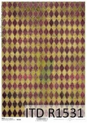 Papier ryżowy decoupage ITD Collection A4 tło romby bordo