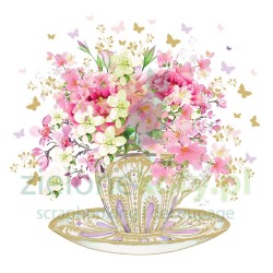 Serwetka 33x33cm kwiaty w filiżance (1332785)