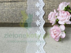 Koronka haft na tiulu 4cm biała