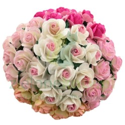 Kwiatki W.O.C. róże open rose mix dwutonowe różowe 25mm zestaw 25szt