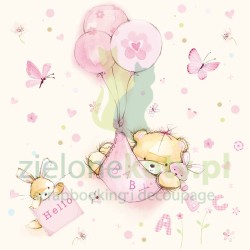 Serwetka 33x33cm miś baby girl balonik  (75289)