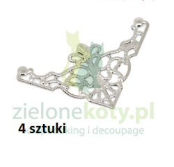 Metalowy ornament narożnik  3,5cm / 4szt kol. srebrny narożniki