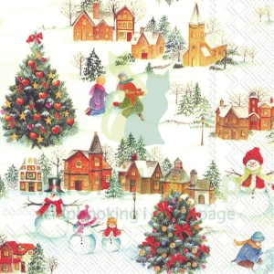 Serwetka 25x25cm świąteczne widoczki, bałwanki (C822500)