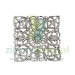 Metalowy ornament kwadrat 4cm / 3szt. kol. srebrny