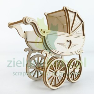 Wycinanka 3D Crafty Moly Wózek dziecięcy retro