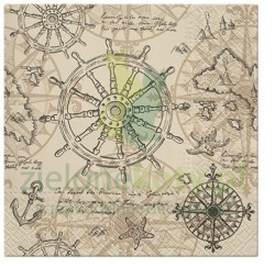 Serwetka 33x33cm Kartografia (SDL-123500) morskie