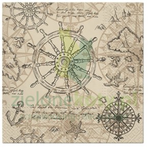 Serwetka 33x33cm Kartografia (SDL-123500) morskie