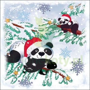 Serwetka 33x33cm Misie panda zimowe (33314520)