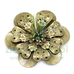 Metalowy kwiat 3D 5cm kol.  brąz