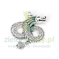 Metalowa zawieszka smok  4cm  kol. srebrny