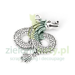 Metalowa zawieszka smok  4cm  kol. srebrny