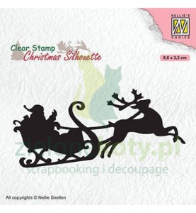Stempel Nellie's Choice Christmas silhouette zaprzęg Mikołaja 9cm