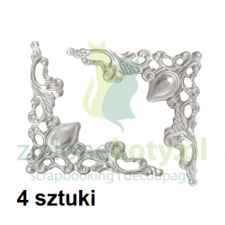 Metalowy ornament narożnik 4cm / 4szt. kol. srebrny narożniki 