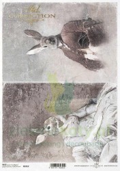 Papier ryżowy decoupage ITD Collection A4 Zające retro