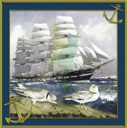 Serwetka 33x33cm morskie żaglowiec (370052) morskie