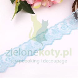 Koronka haft na tiulu 1m/4cm niebieska