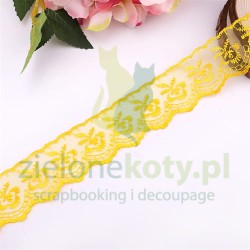 Koronka haft na tiulu 1m/4cm żółta jasna x