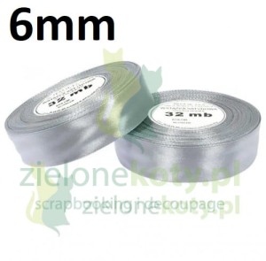 Wstążka satynowa 6mm / 32m srebrna