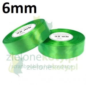 Wstążka satynowa 6mm / 32m zielona