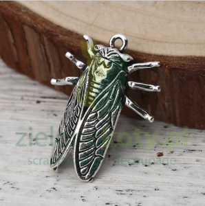 Metalowa zawieszka cykada 3cm kol. srebrny
