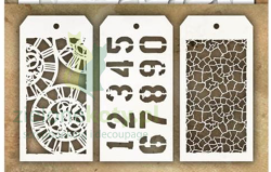 Szablon maska Tim Holtz mini zestaw #02 zegar cyfry spękania
